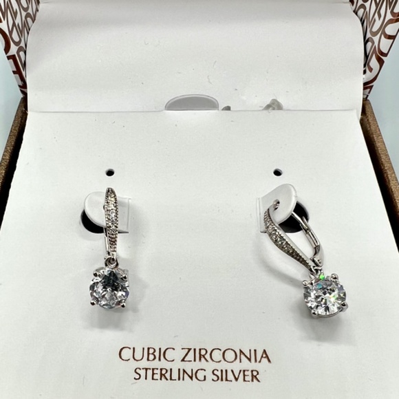 Giani Bernini Sterling Silver & Cubic Zirconia Lever Back Earring’s- New - Picture 3 of 7